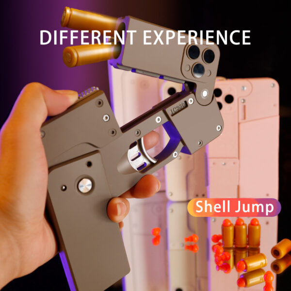 Folding Pistol Bullet Automatic Shell Throwing Toy Creative Soft Bullet Toy Mobile Phone Appearance Gun Outdoor Interactive Kid Gift - Image 7