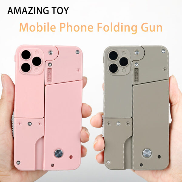 Folding Pistol Bullet Automatic Shell Throwing Toy Creative Soft Bullet Toy Mobile Phone Appearance Gun Outdoor Interactive Kid Gift - Image 3