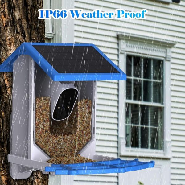 Smart Bird Feeder With Camera,Solar-Powered WiFi 4MP Live Camera,AI Identify Bird Species Auto Capture Garden Bird Watching&Motion Detection,Ideal Gift For Bird Lovers,Blue - Image 4