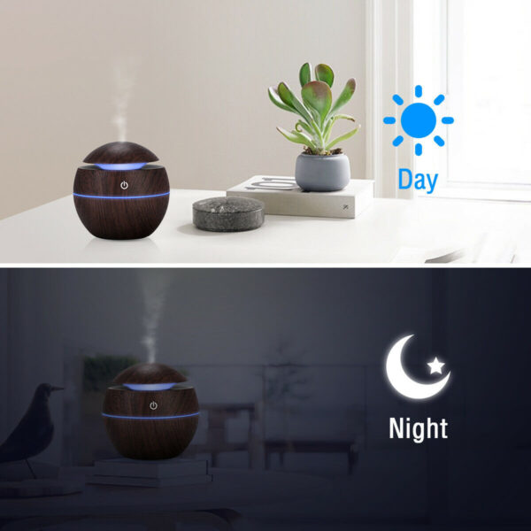 USB Aroma Humidifier ESSential Oil Diffuser Ultrasonic Cool Mist Humidifier Air Humificador With 7 Color Change Air Humidifier Aroma Diffuser Essential Oil Humidifier Mist Maker Aromatherapy Wood - Image 7
