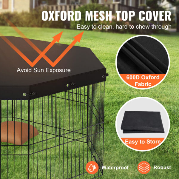 VEVOR Dog Playpen, 8 Panels Foldable Metal Dog Exercise Pen With Top Cover, 24inch H Pet Fence Puppy Crate Kennel With Ground Stakes, Indoor Outdoor Dog Pen For Small Medium Pets, For Camping, Yard - Image 5