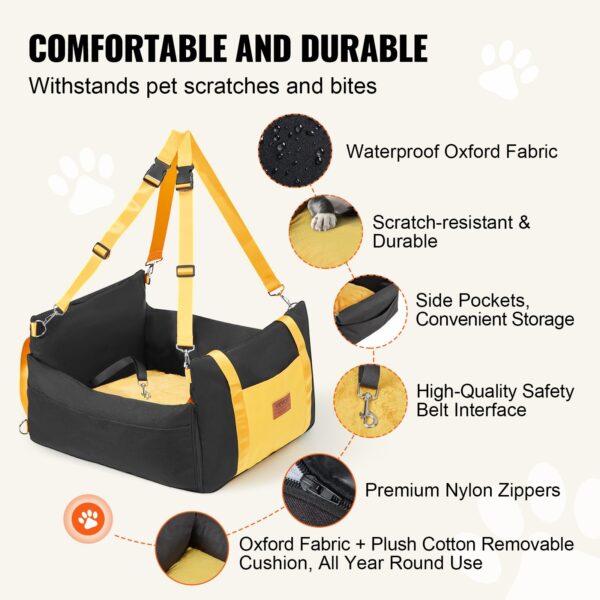 VEVOR Dog Booster Car Seat Pet Car Seat For Small Dog Up To 25lbs Black - Image 4