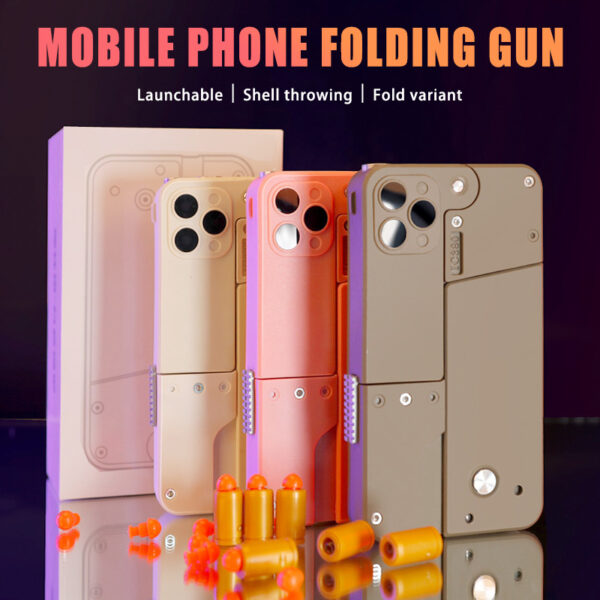Folding Pistol Bullet Automatic Shell Throwing Toy Creative Soft Bullet Toy Mobile Phone Appearance Gun Outdoor Interactive Kid Gift - Image 8