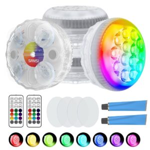SANSI IP68 Waterproof RGB Pool Light, Summer Rechargeable 20Hrs Outdoor LED Lamp For Swimming Pool,Pond,Shower,Bath