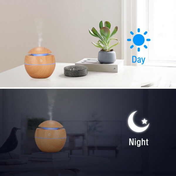 USB Aroma Humidifier ESSential Oil Diffuser Ultrasonic Cool Mist Humidifier Air Humificador With 7 Color Change Air Humidifier Aroma Diffuser Essential Oil Humidifier Mist Maker Aromatherapy Wood - Image 2