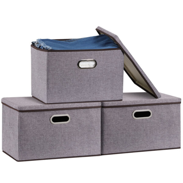 Household Items Storage Box Cotton And Linen Large Folding Storage Box Clothing Storage Box 44-30-30cm, 3-piece Set, 5-piece Set - Image 9