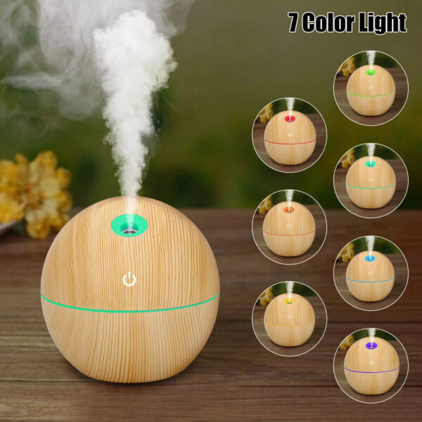 USB Aroma Humidifier ESSential Oil Diffuser Ultrasonic Cool Mist Humidifier Air Humificador With 7 Color Change Air Humidifier Aroma Diffuser Essential Oil Humidifier Mist Maker Aromatherapy Wood - Image 3