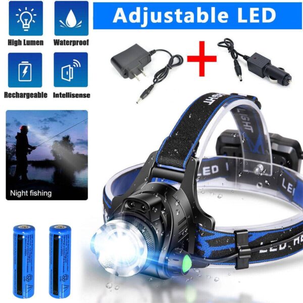 990000LM Rechargeable LED Headlamp Zoomable Torch Tactical Headlight Flashlight - Image 6