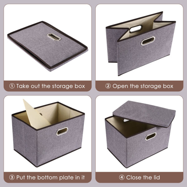 Household Items Storage Box Cotton And Linen Large Folding Storage Box Clothing Storage Box 44-30-30cm, 3-piece Set, 5-piece Set - Image 5