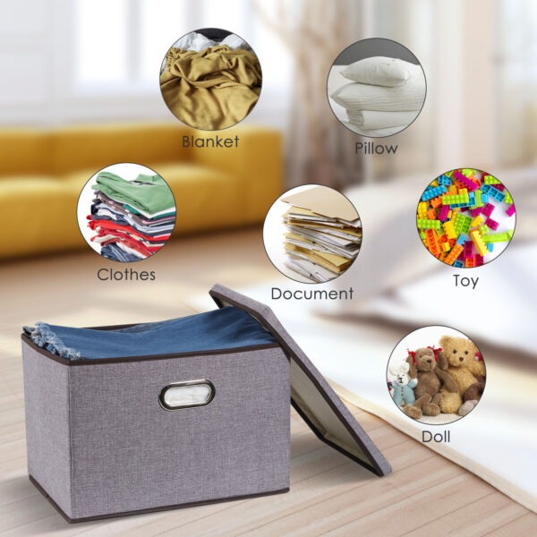 Household Items Storage Box Cotton And Linen Large Folding Storage Box Clothing Storage Box 44-30-30cm, 3-piece Set, 5-piece Set - Image 3