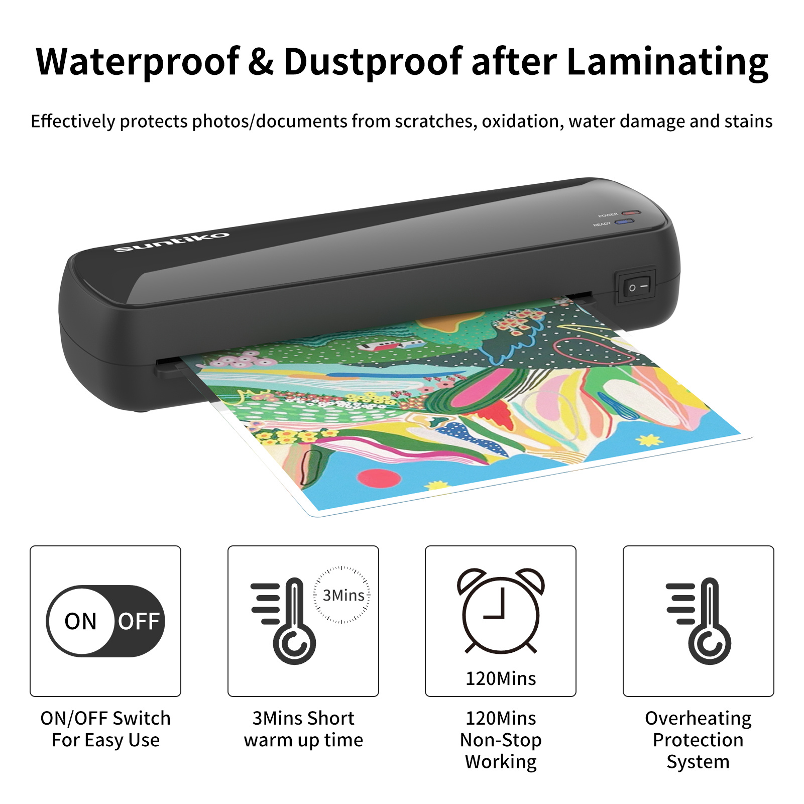 Sunitko Laminator Machine,It Has Quick Warm Up, Fast Laminating Documentation And Photos, Increases Their Long Term Color Preservation. Suitable For Family, Office And School,A4.A5.A6 Size - Image 5
