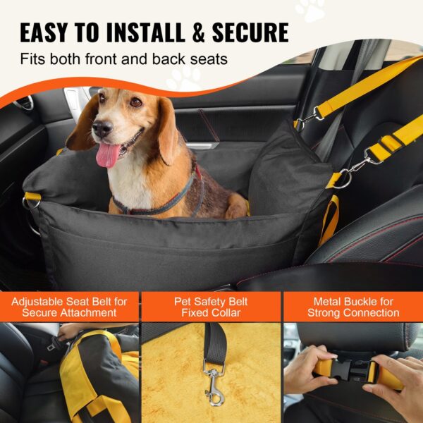 VEVOR Dog Booster Car Seat Pet Car Seat For Small Dog Up To 25lbs Black - Image 5