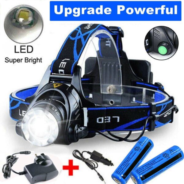 990000LM Rechargeable LED Headlamp Zoomable Torch Tactical Headlight Flashlight - Image 5