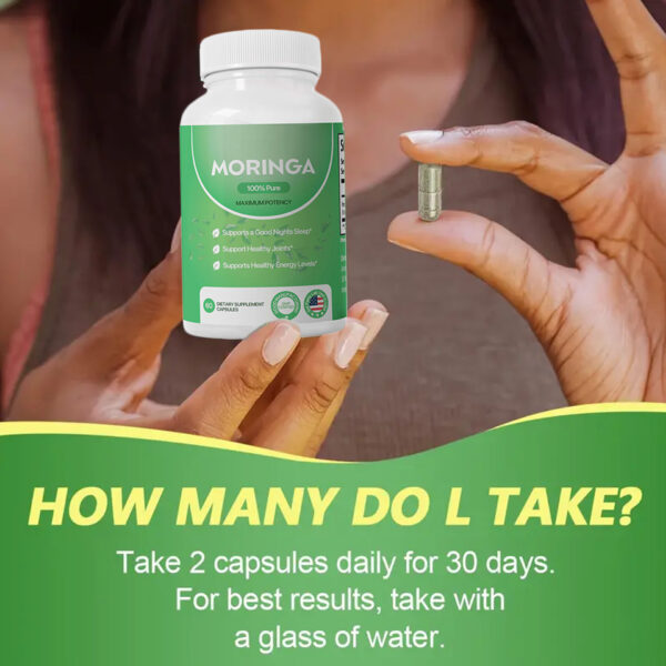 Moringa Capsules, Pura Moringa Leaf Energy, Metabolism & Immune Support, Healthcare Supplement & Vitamins 60pcs Dietary Supplement Capsules - Image 4