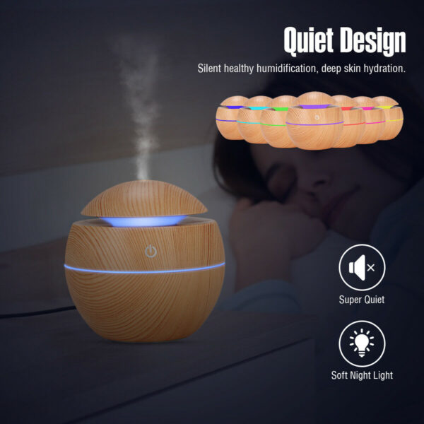 USB Aroma Humidifier ESSential Oil Diffuser Ultrasonic Cool Mist Humidifier Air Humificador With 7 Color Change Air Humidifier Aroma Diffuser Essential Oil Humidifier Mist Maker Aromatherapy Wood - Image 5