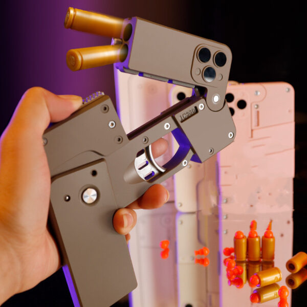Folding Pistol Bullet Automatic Shell Throwing Toy Creative Soft Bullet Toy Mobile Phone Appearance Gun Outdoor Interactive Kid Gift - Image 4