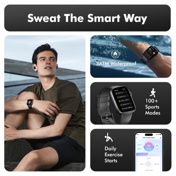Smart Watch Bluetooth Call &1.95 HD Screen -Heart Rate SpO2 Sleep Monitor, 3ATM Waterproof Fitness Tracker For IoS Android - Image 5