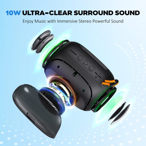 JYX L5 Portable Speaker & IPX7 Waterproof Bluetooth Speaker With LED Light & 8H Playtime Outdoor Speakers With Loud Stereo Sound - Image 8