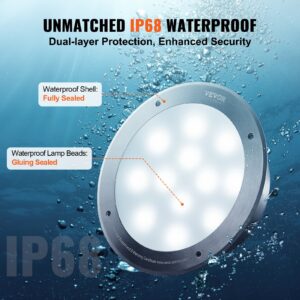 VEVOR 120V AC LED Pool Light, 10in 40W, RGBW Color Changing Inground Swimming Pool Spa Light Underwater, With100 FT Cord Remote Control, Fit For 10 In Large Wet Niches, IP68 & Tested To UL Standards