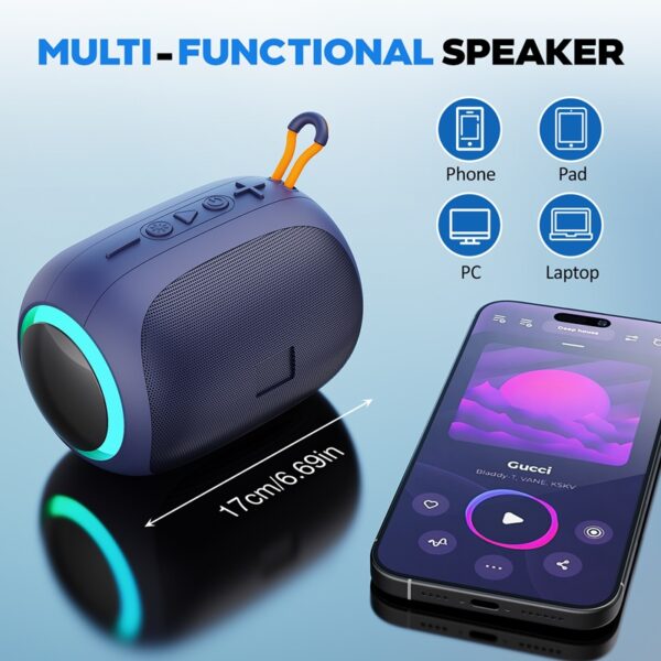 JYX L5 Portable Speaker & IPX7 Waterproof Bluetooth Speaker With LED Light & 8H Playtime Outdoor Speakers With Loud Stereo Sound - Image 5