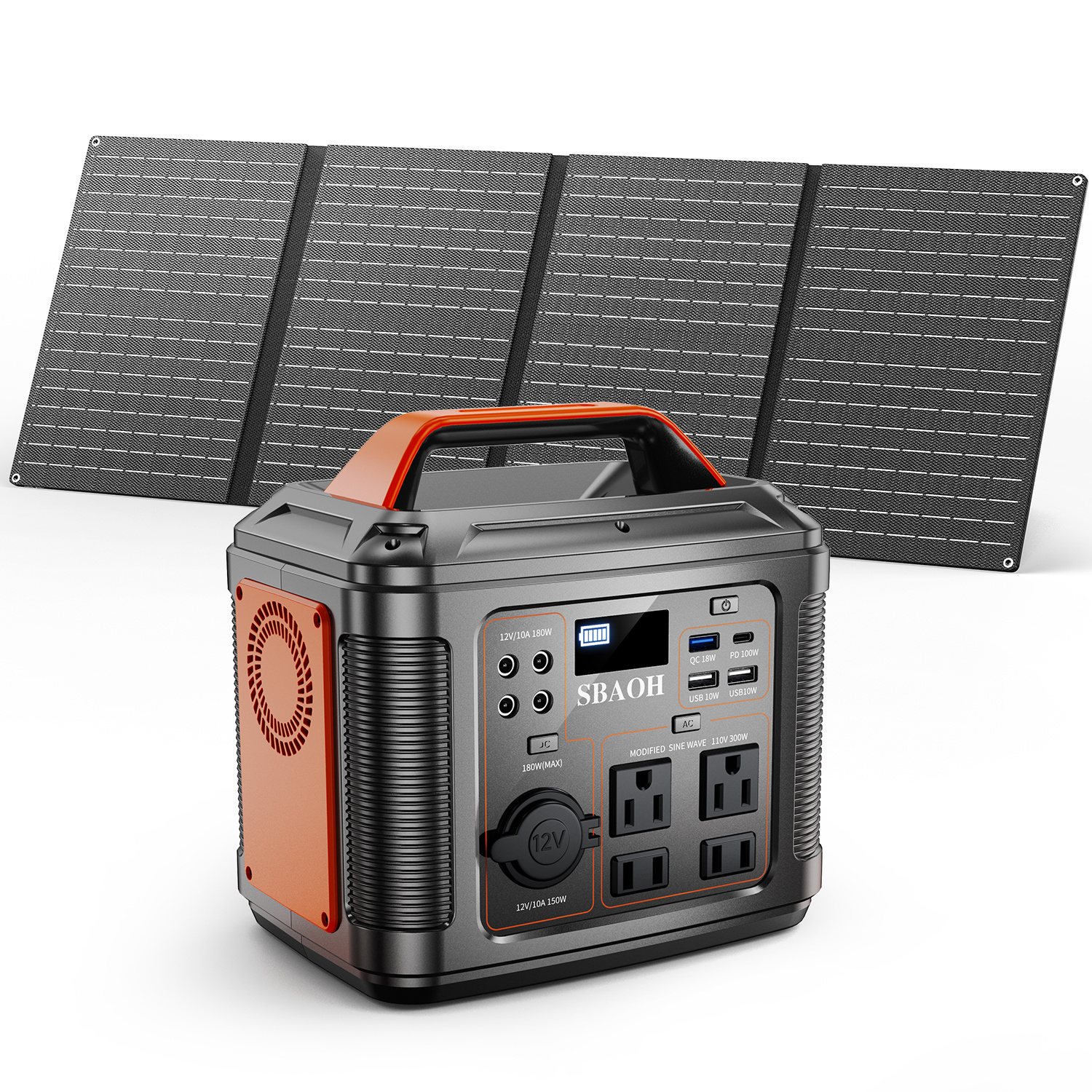 300W Portable Power Station, 296Wh Backup Lithium Battery, Solar Generator For Outdoors Camping Travel Hunting Blackout ,60W Solar Panel Is Included