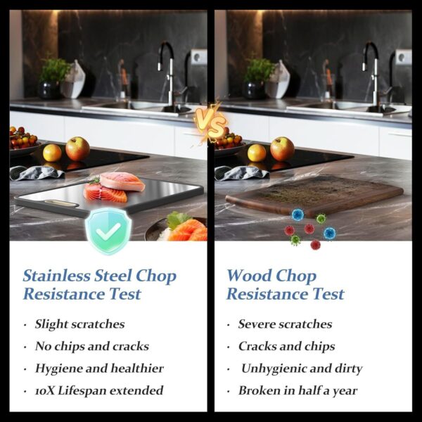 Stainless Cutting Board Double-Sided Titanium Cutting Boards For Kitchen Camping - Image 4