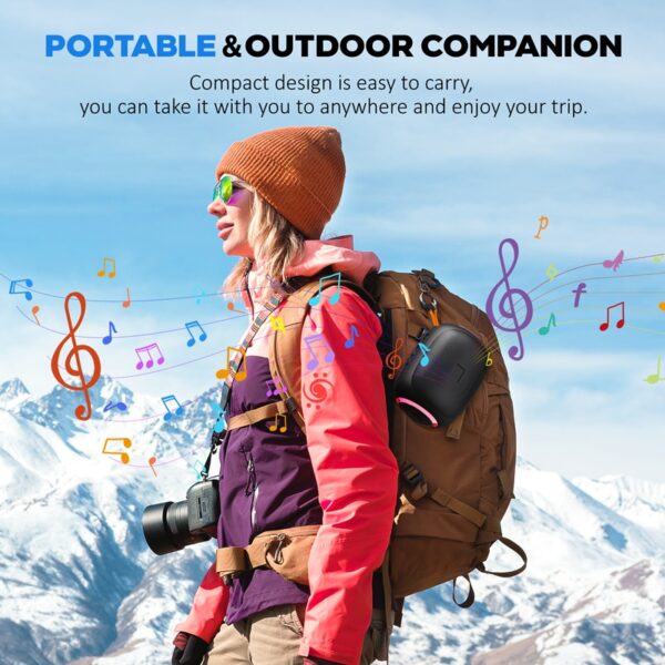 JYX L5 Portable Speaker & IPX7 Waterproof Bluetooth Speaker With LED Light & 8H Playtime Outdoor Speakers With Loud Stereo Sound - Image 3